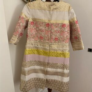 Giambattista Valli Paris Womens Floral & Metallic Stripe Coat - Pink, Gold